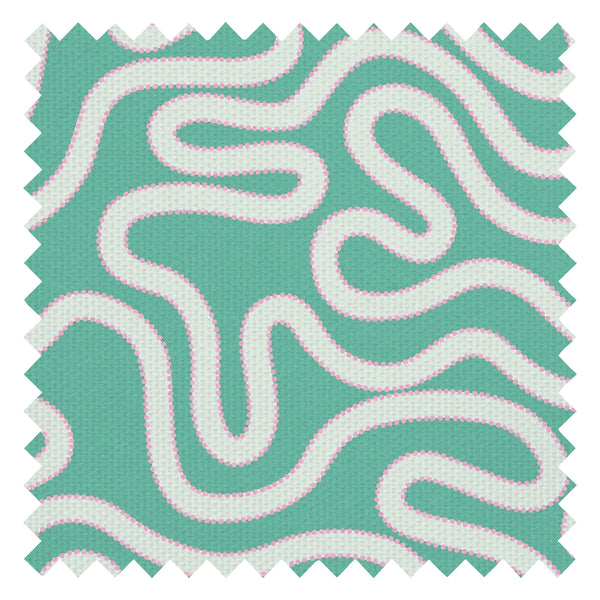 Dotty as a Squiggle Fabric in Teal and Pink