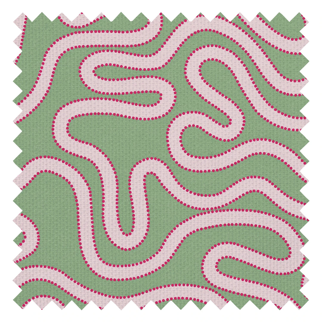Dotty as a Squiggle Fabric in Sage and Pinks