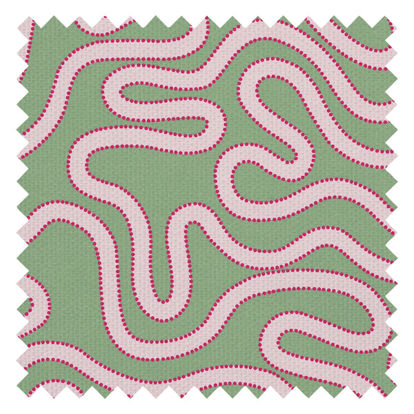 Dotty as a Squiggle Fabric in Sage and Pinks