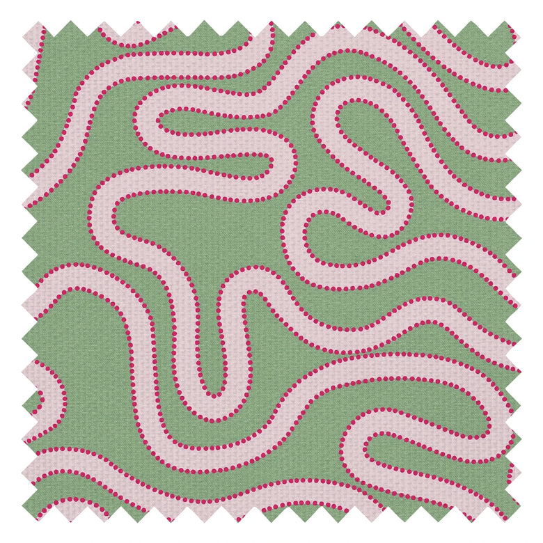 Dotty as a Squiggle Fabric in Sage and Pinks