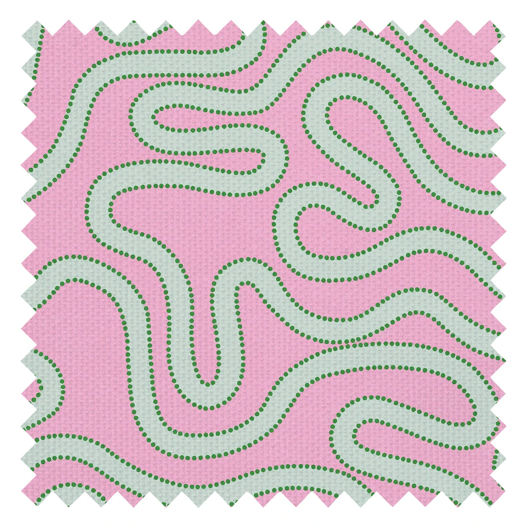 Dotty as a Squiggle Fabric in Pink and Greens