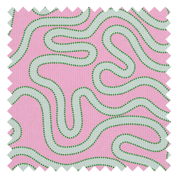 Dotty as a Squiggle Fabric in Pink and Greens