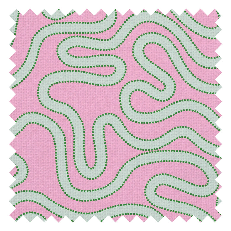 Dotty as a Squiggle Fabric in Pink and Greens