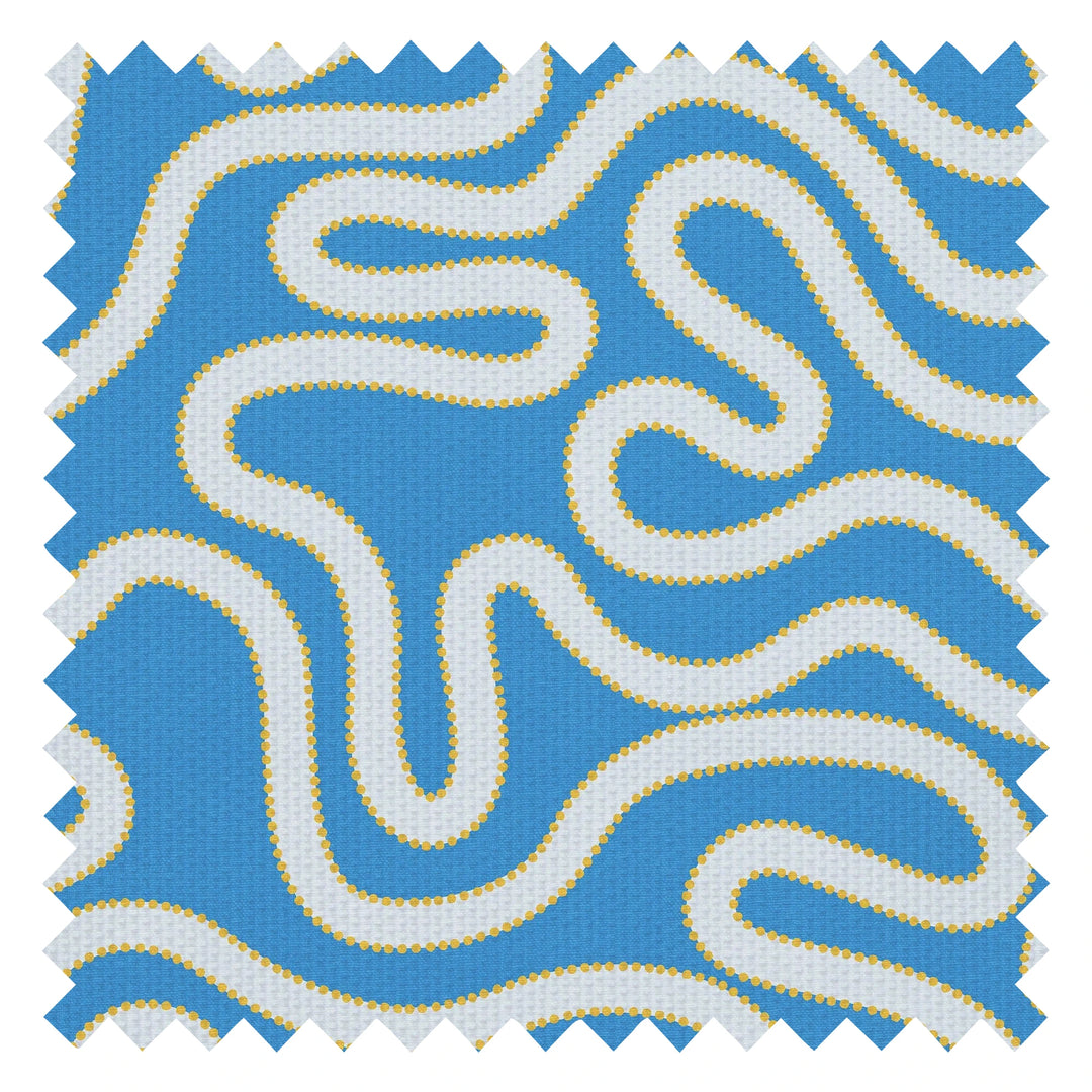 Dotty as a Squiggle Fabric in Cobalt Blue and Yellow