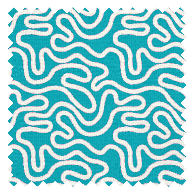 Ickle Squiggle Fabric in Turquoise and Pink