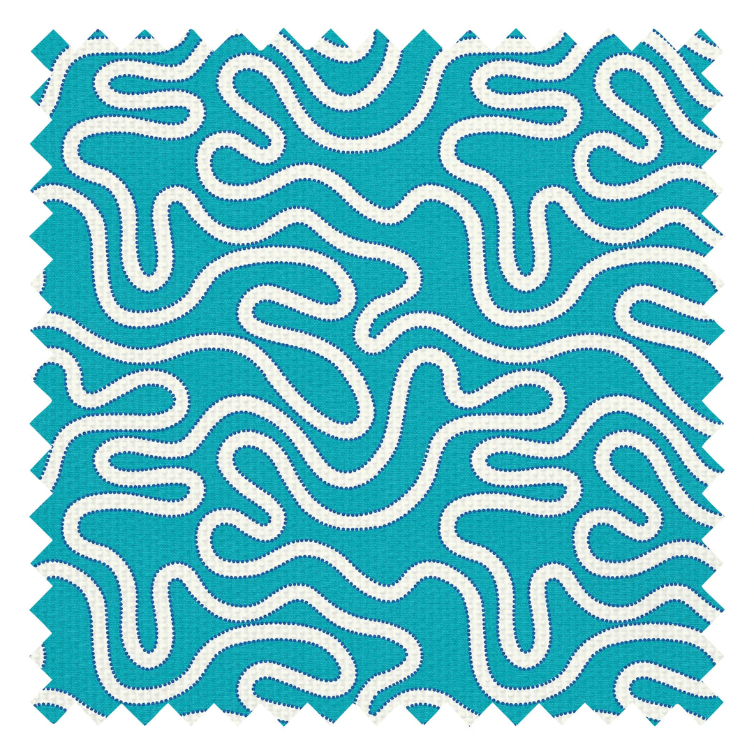 Ickle Squiggle Fabric in Turquoise and Blue