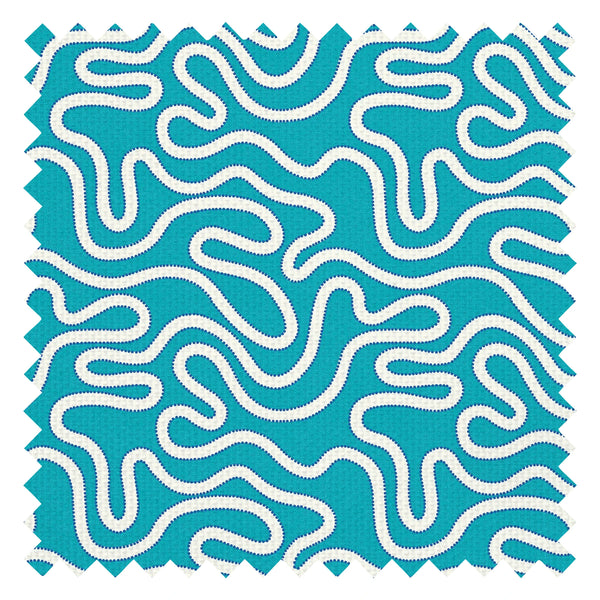 Ickle Squiggle Fabric in Turquoise and Blue