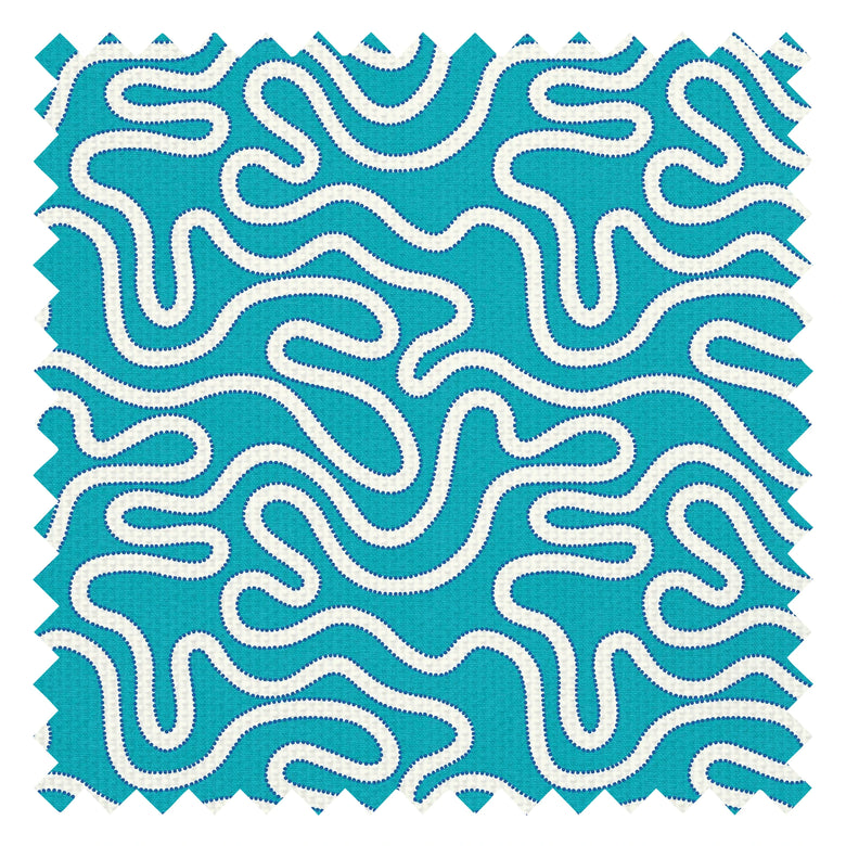 Ickle Squiggle Fabric in Turquoise and Blue