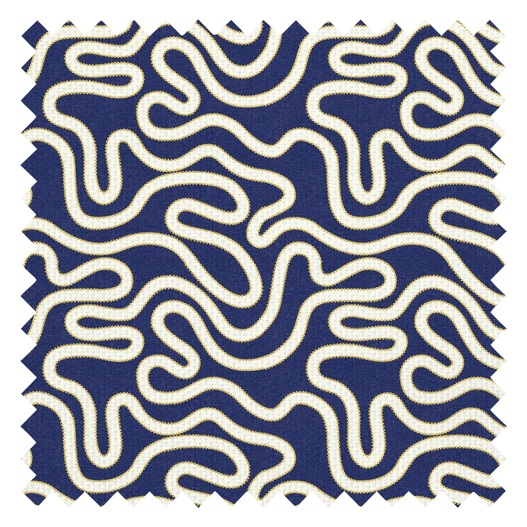 Ickle Squiggle Fabric in Navy and Yellow