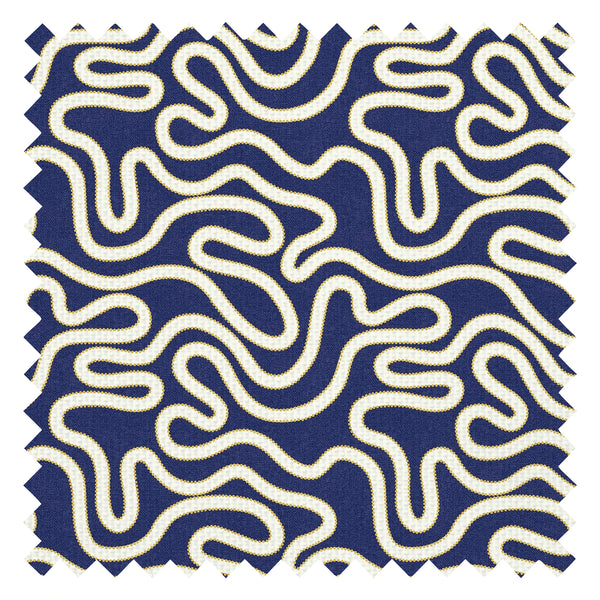 Ickle Squiggle Fabric in Navy and Yellow