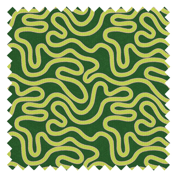 Ickle Squiggle Fabric in Green Lime and Pink