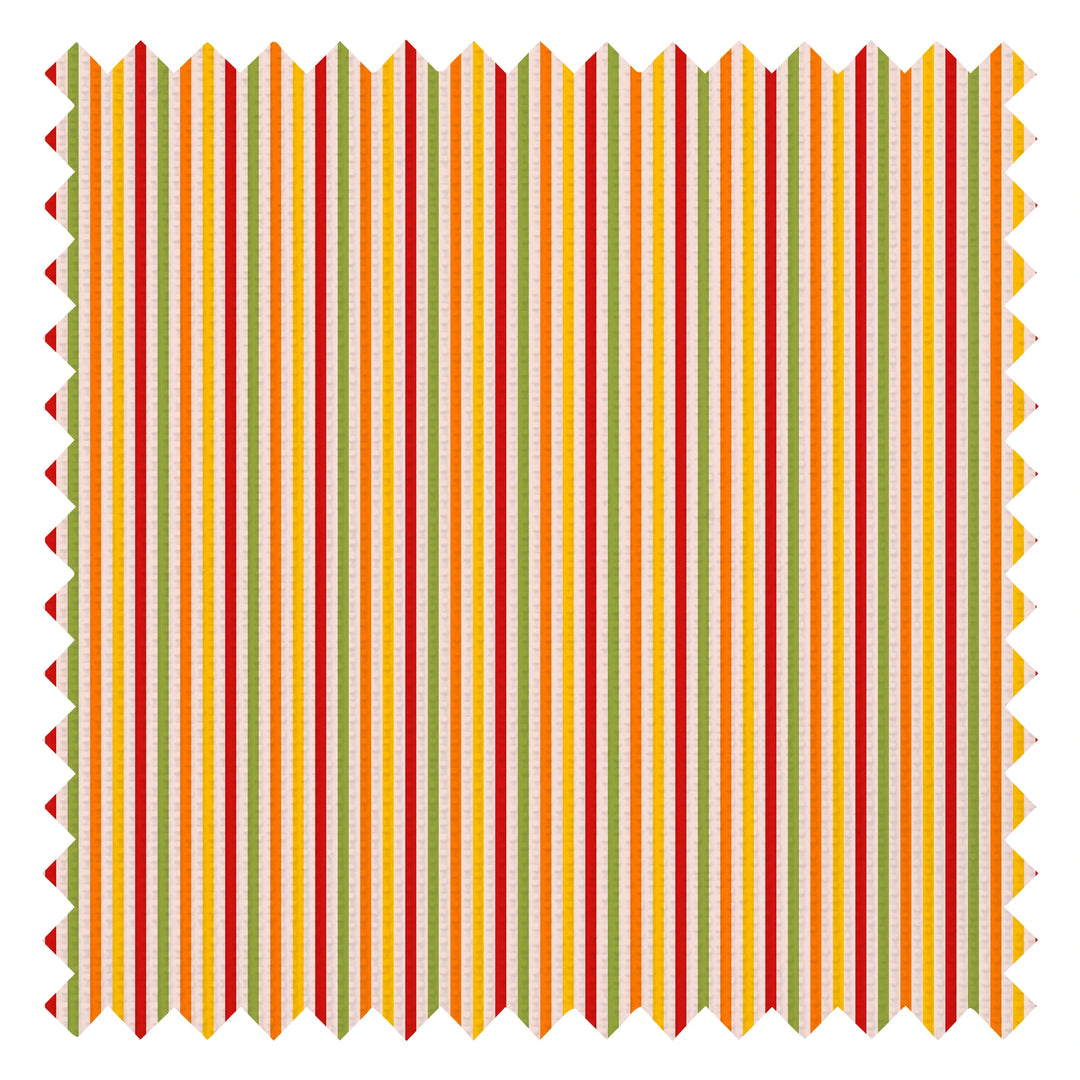 Fruit Salad Pinstripe Fabric in Multicoloured on Candy Pink