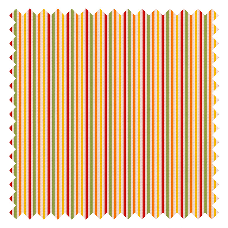 Fruit Salad Pinstripe Fabric in Multicoloured on Candy Pink