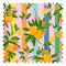 The Bells of St Clements Stripe Fabric in Rainbow Stripes on Candy Pink