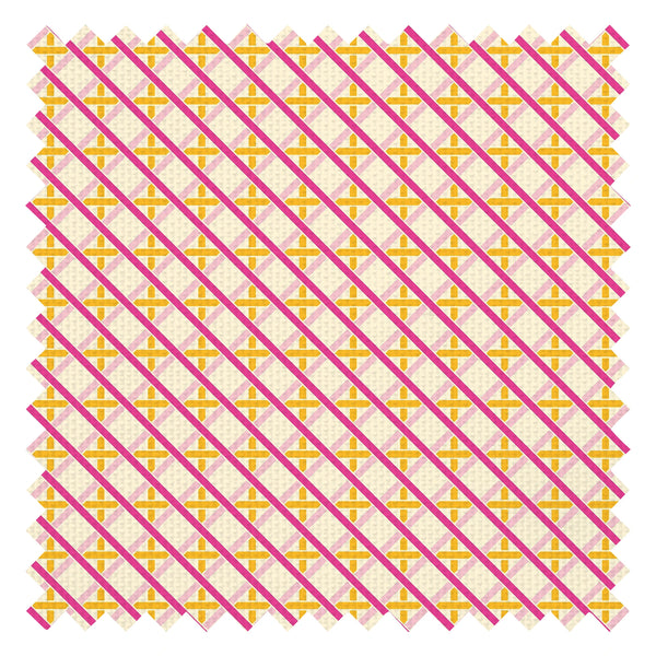 Criss Crossed Fabric in Pinks, Yellow and Melba Cream