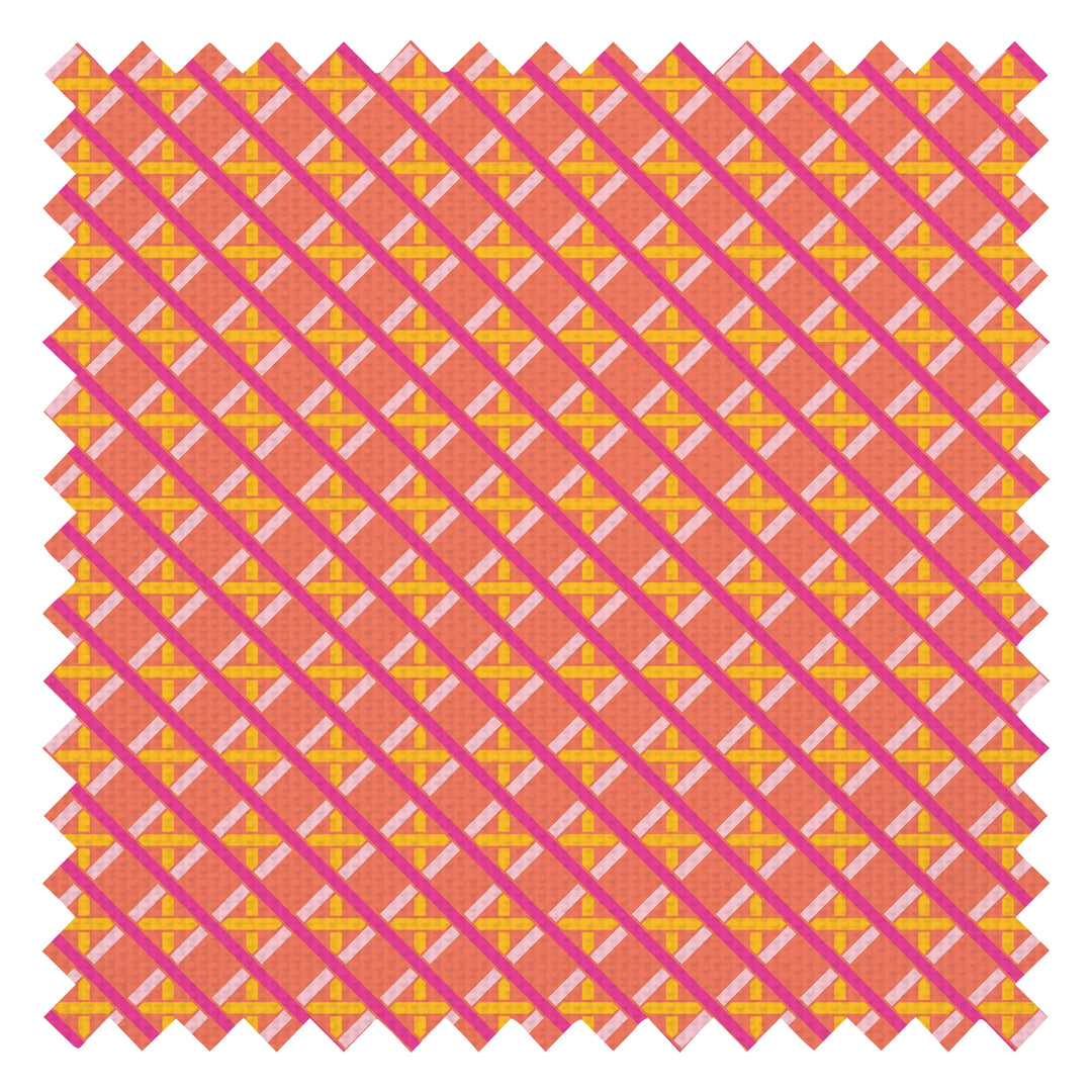 Criss Crossed Fabric in Pinks, Yellow and Blood Orange