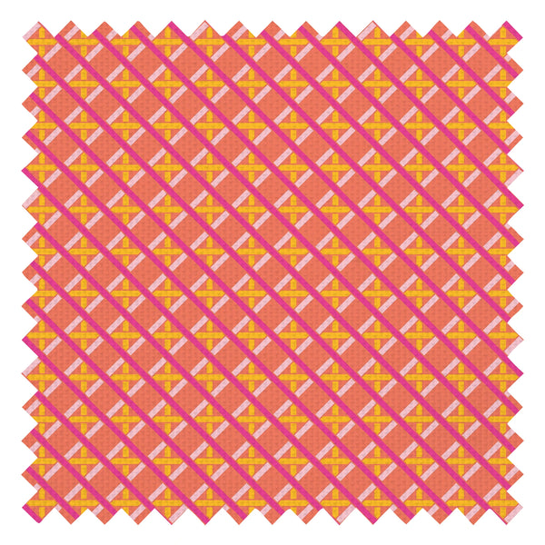 Criss Crossed Fabric in Pinks, Yellow and Blood Orange