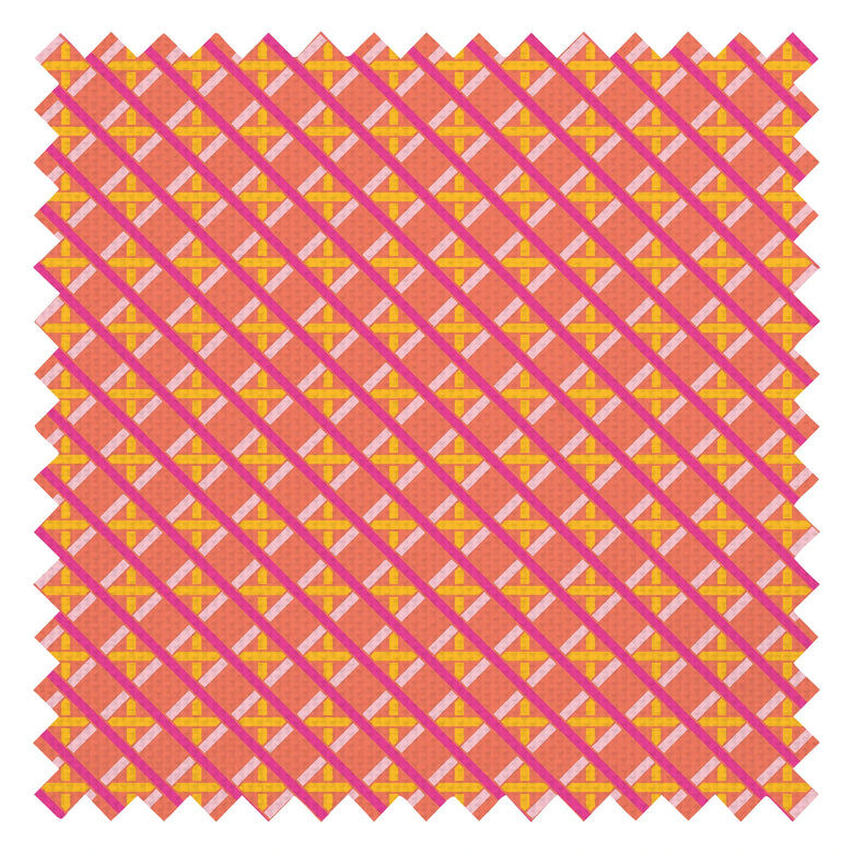 Criss Crossed Fabric in Pinks, Yellow and Blood Orange