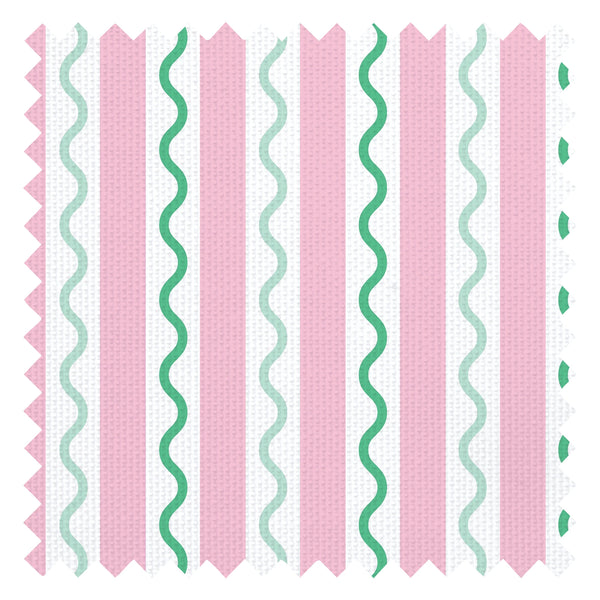 Straight and Wiggle Fabric in Strawberry and Mint