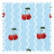 Cherry Delicious Fabric in Sky Blue and White