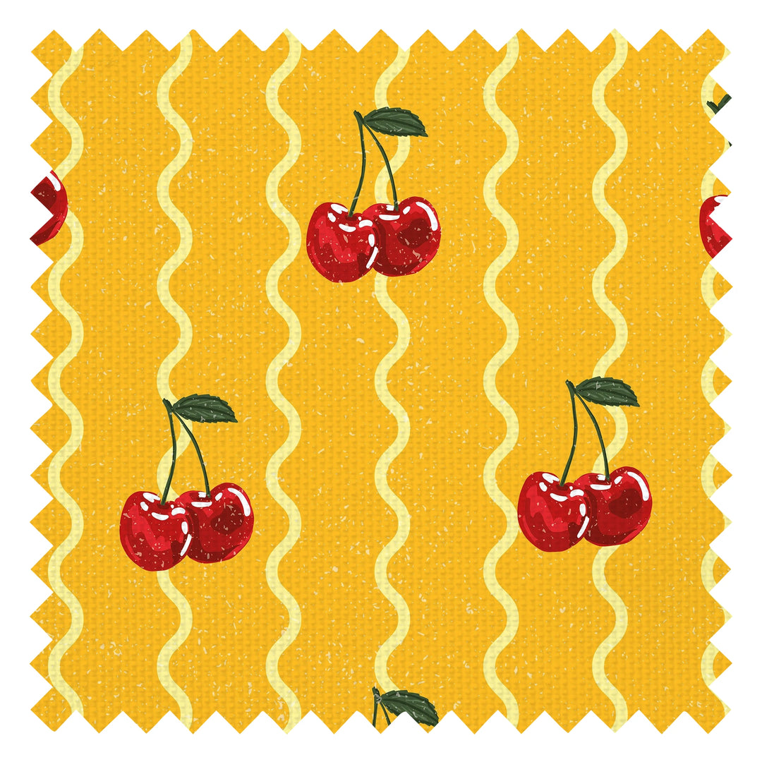 Cherry Delicious Fabric in Yellow and Lemon