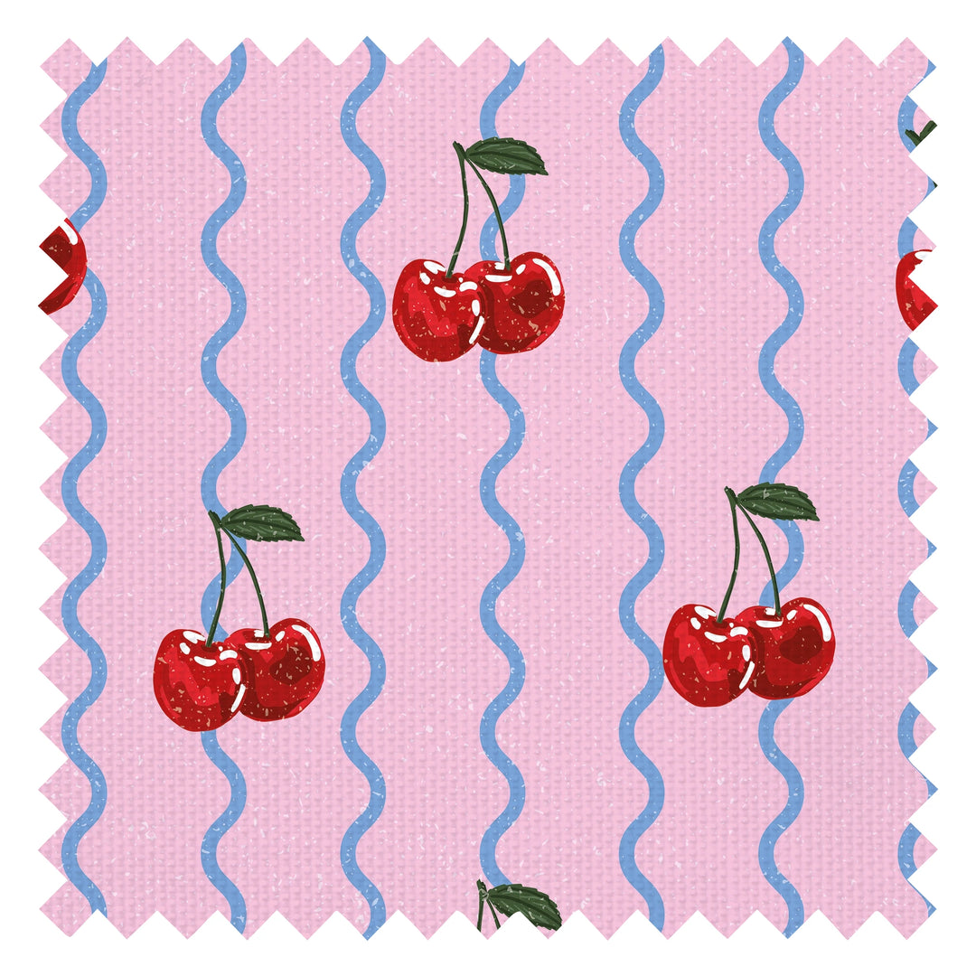 Cherry Delicious Fabric in Candy Pink and Blueberry