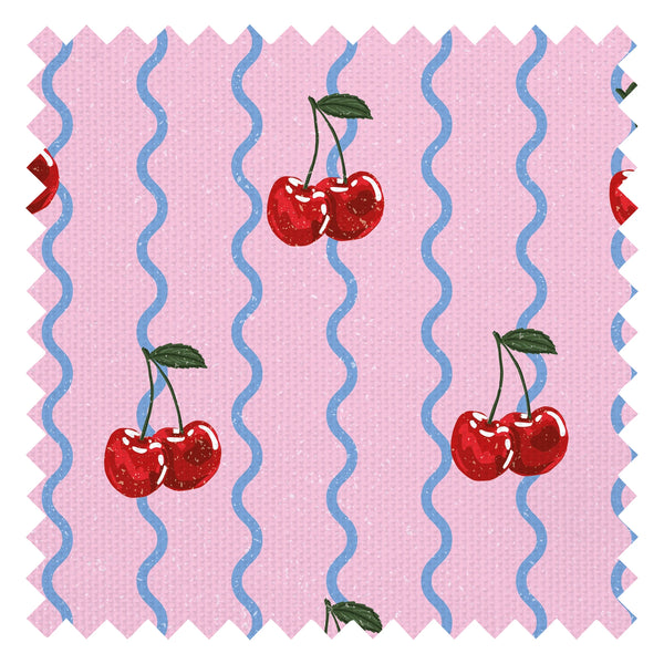 Cherry Delicious Fabric in Candy Pink and Blueberry