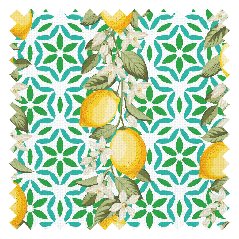 Zesty Lemons Fabric in Sorrento Lemon on Greens