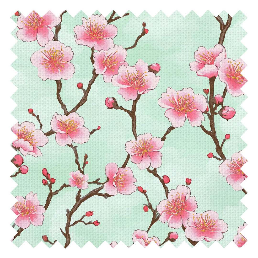 Hanami Blossom Fabric in Tea Green
