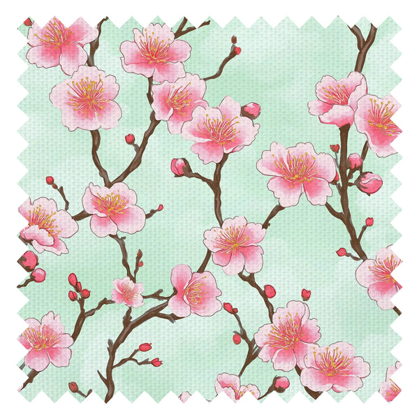 Hanami Blossom Fabric in Tea Green