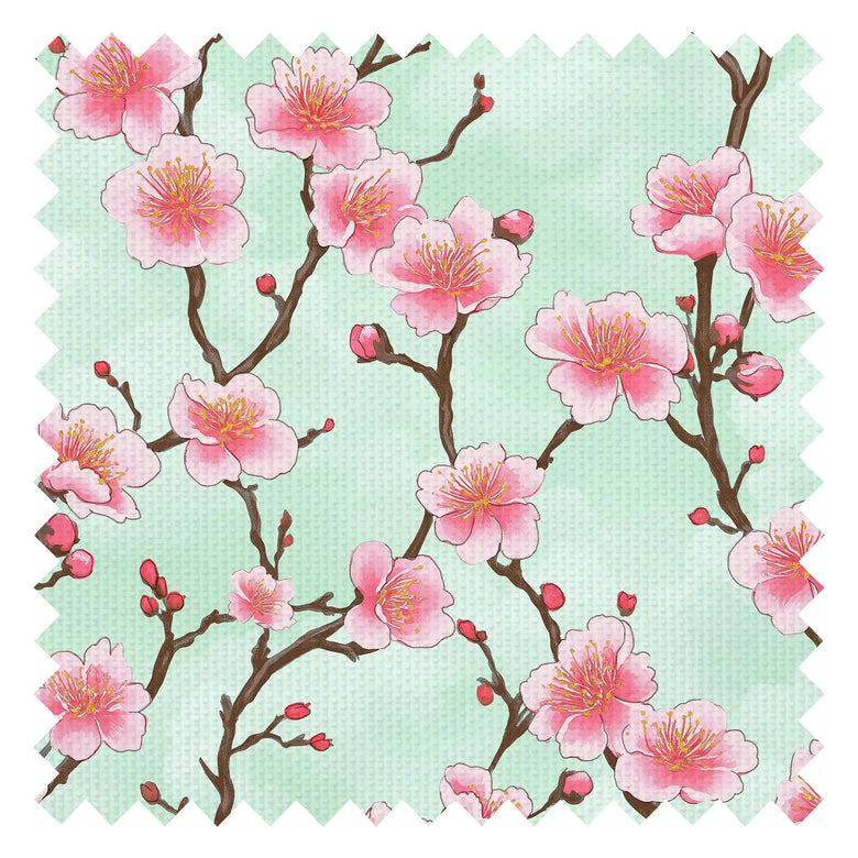 Hanami Blossom Fabric in Tea Green