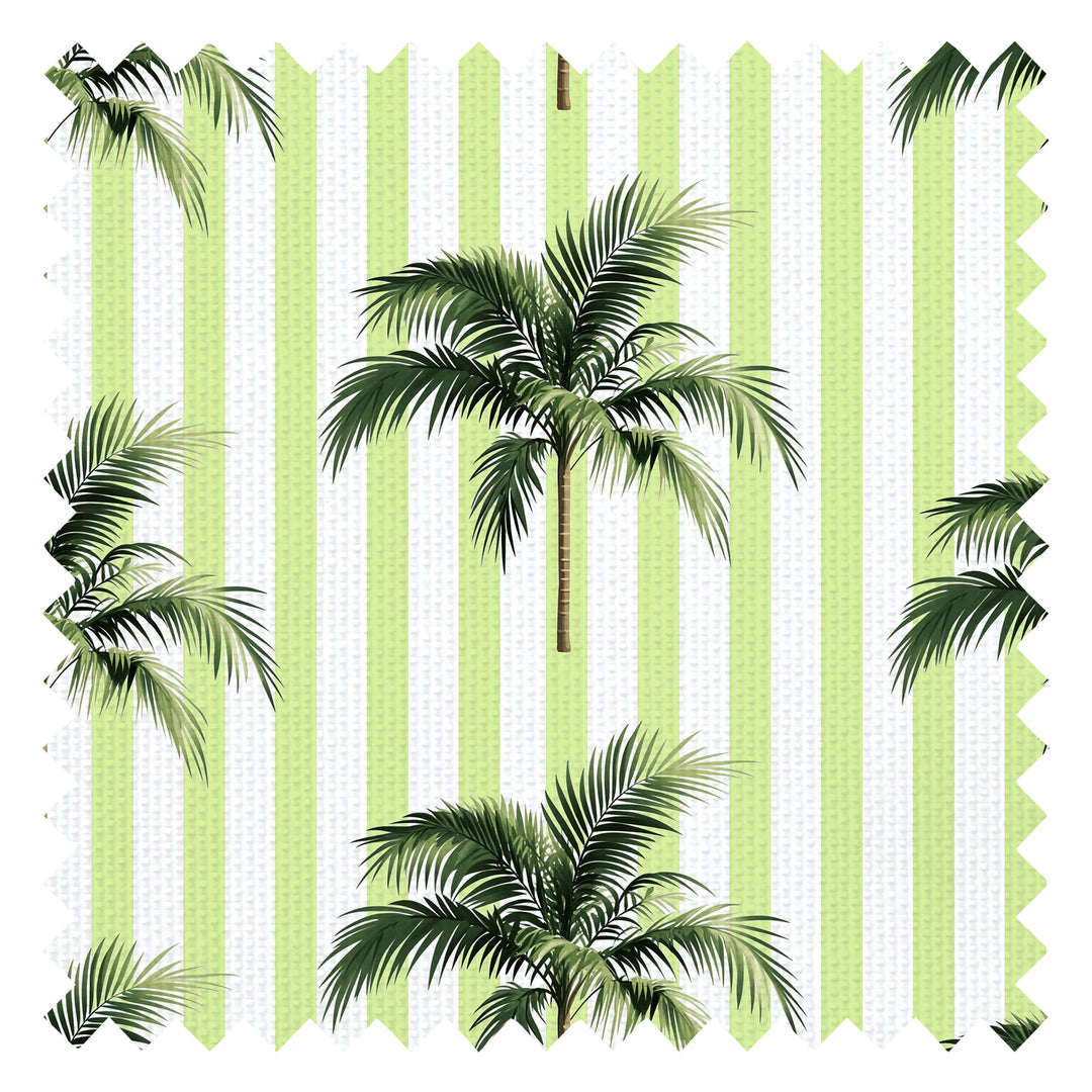 Palm Stripe Fabric in Lime Green and White