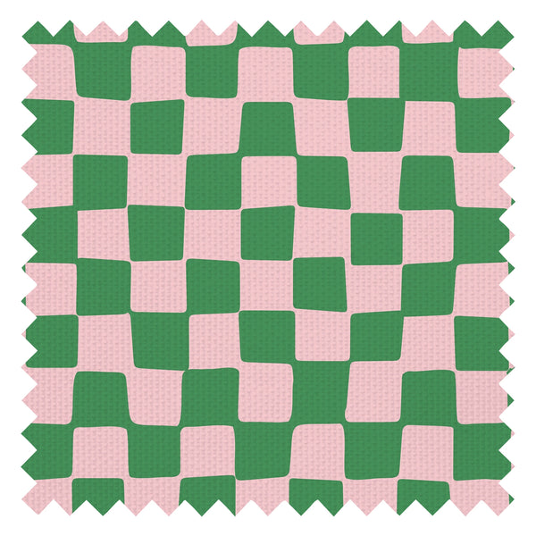 Checkerboard Fabric in Pink and Apple Green