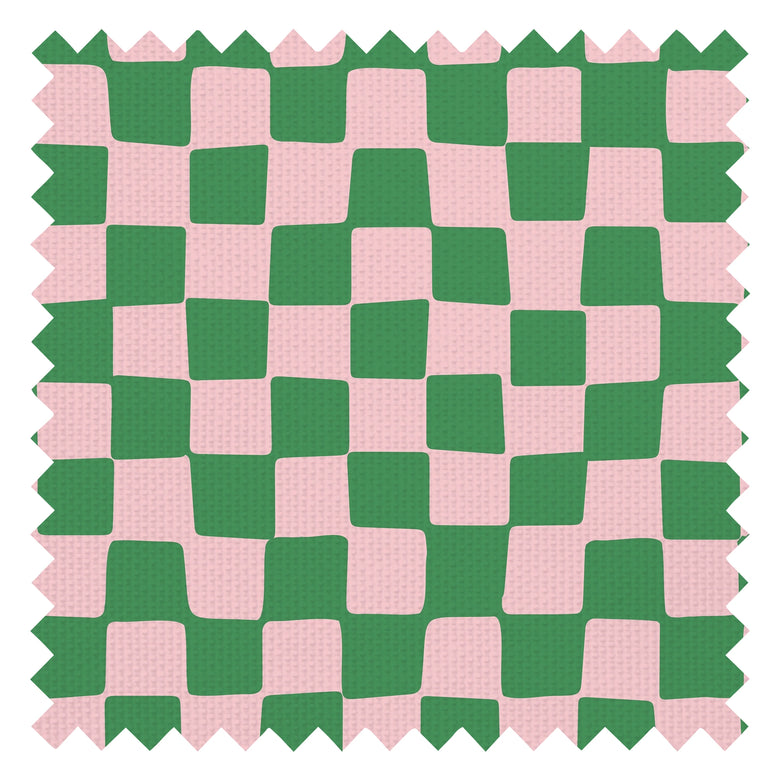 Checkerboard Fabric in Pink and Apple Green
