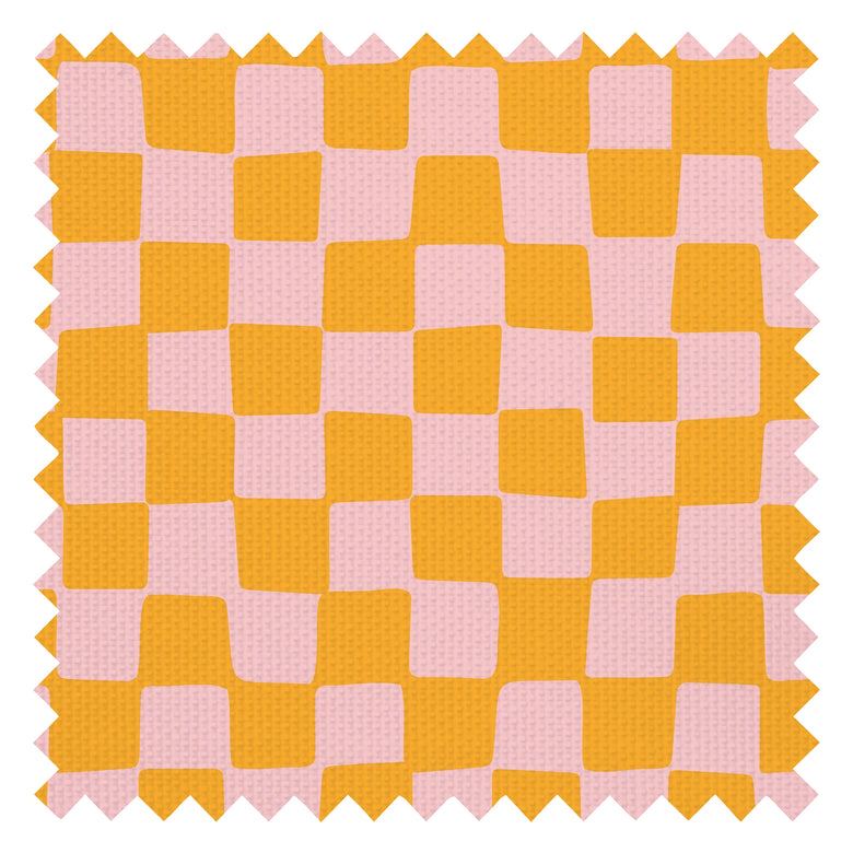 Checkerboard Fabric in Pink and Orange