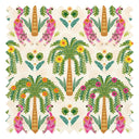 Crouching Tiger Fabric in Olive Greens and Brights on Cream