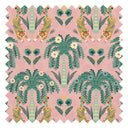 Crouching Tiger Fabric in Teals and Rosy Pink