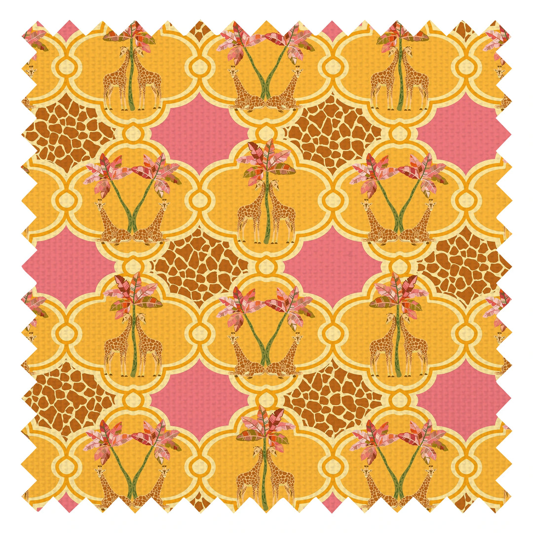 Gerald the Giraffe Fabric in Pink and Orange
