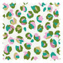 Wild Thing Fabric in Greens and Pink on Light Cream