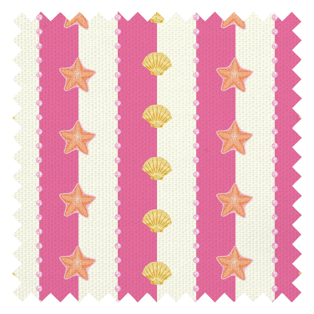 Seashell Stripe Fabric in Hot Pink and Cream