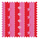 Seashell Stripe Fabric in Red and Hot Pink