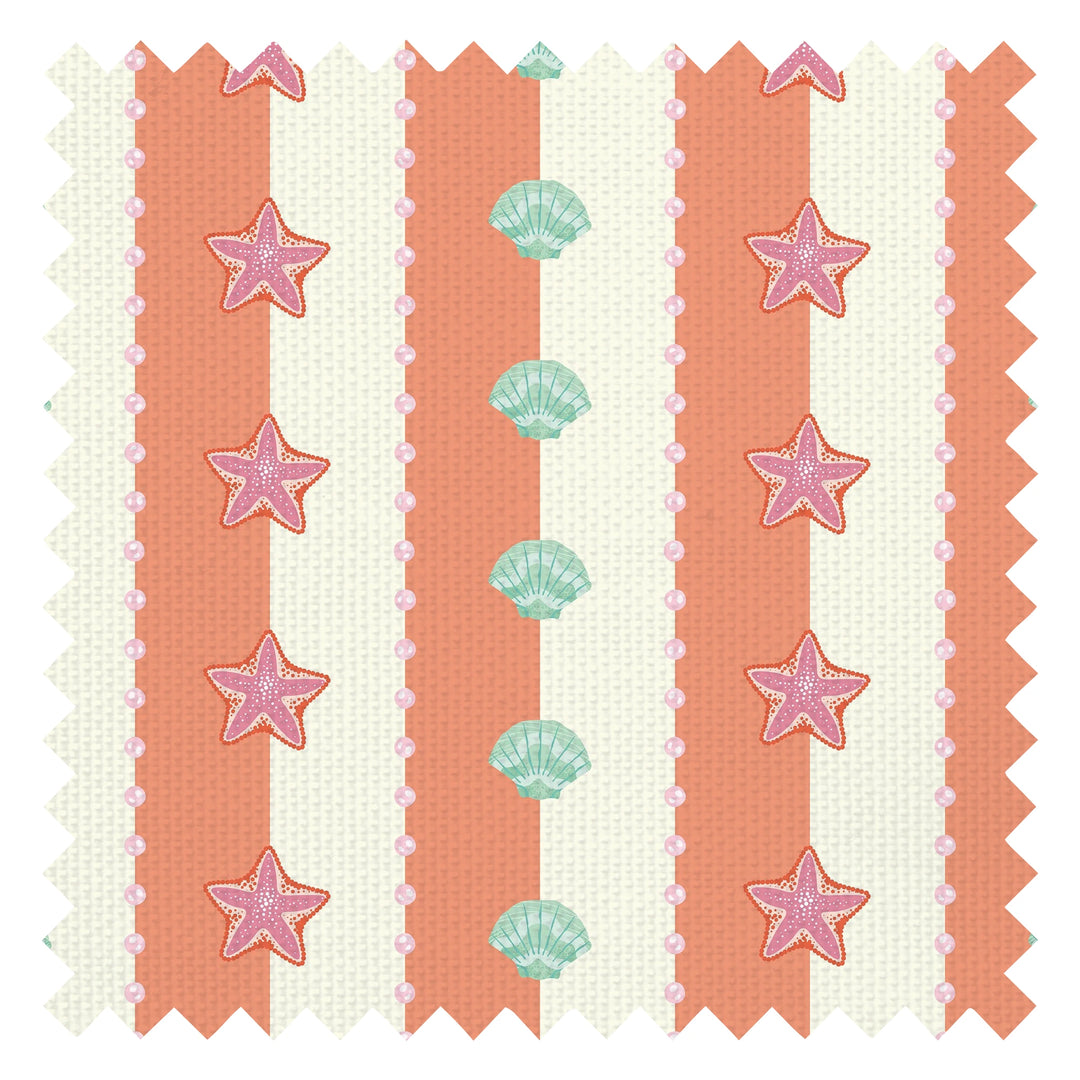 Seashell Stripe Fabric in Terracotta and Cream