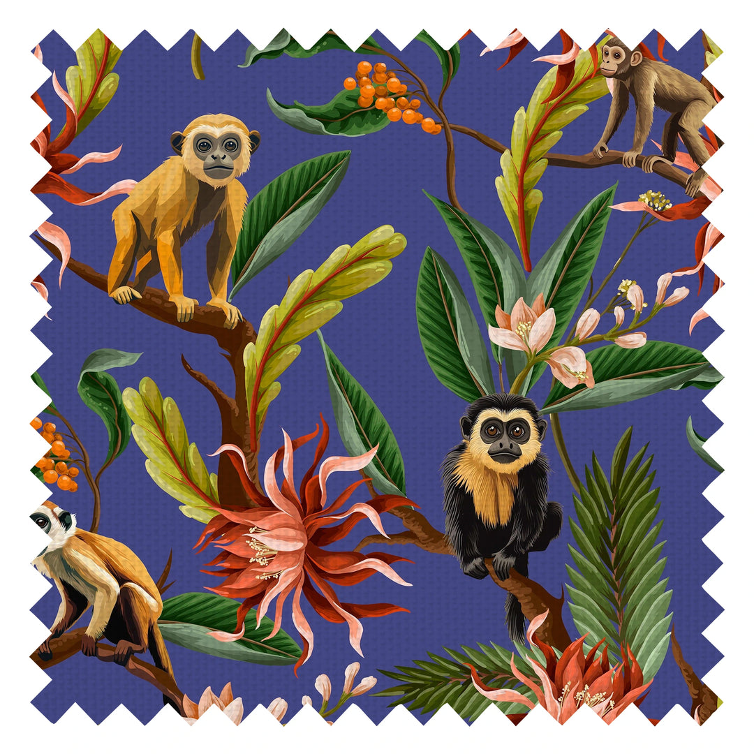 Monkey Business Fabric in Deep Blue