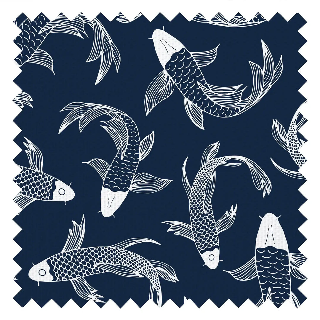 Carpe Diem Fabric in Indigo Blue and White