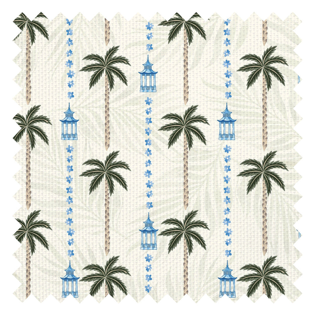 Tropical Thai Stripe Fabric in Bali Cream