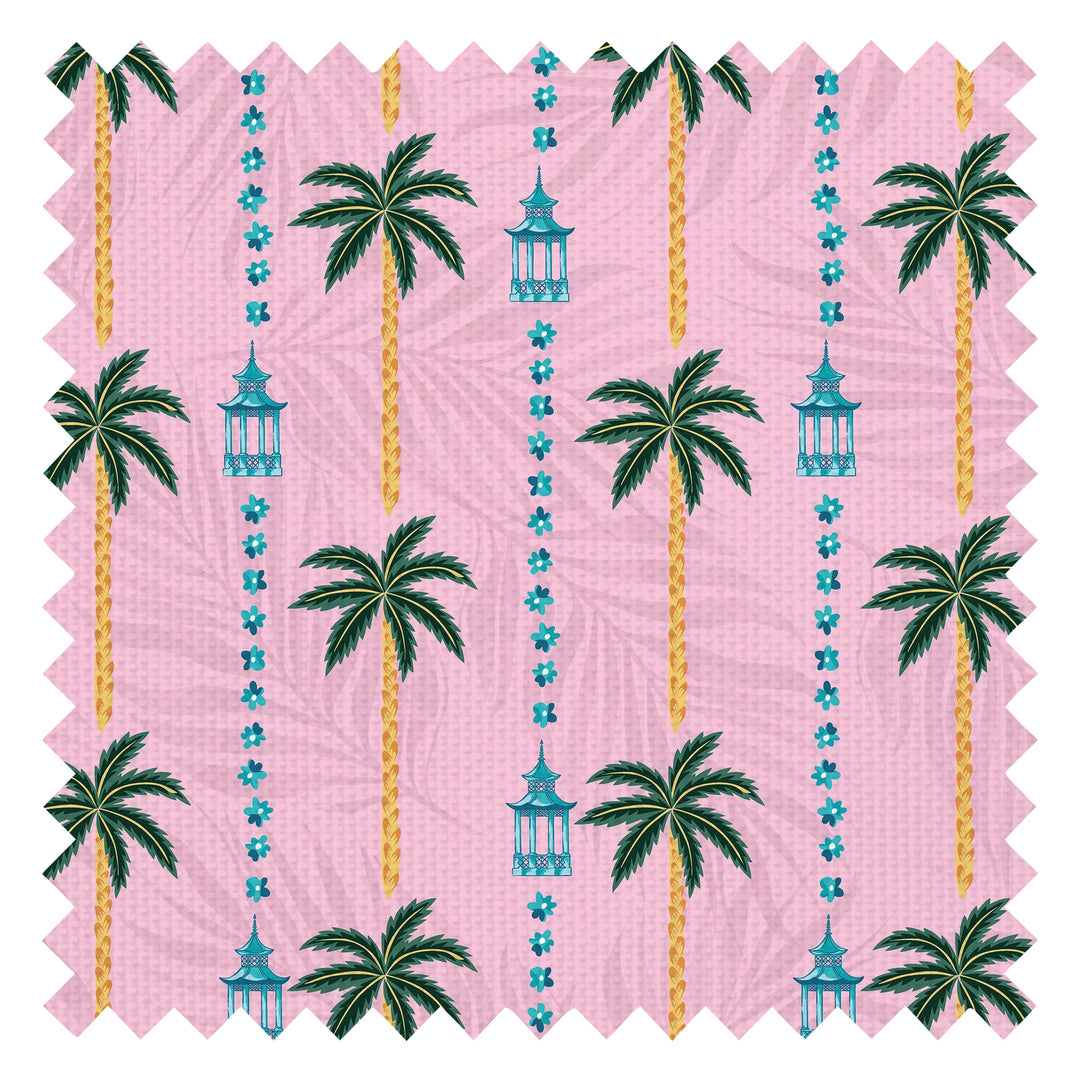 Tropical Thai Stripe Fabric in Sunrise Pinks
