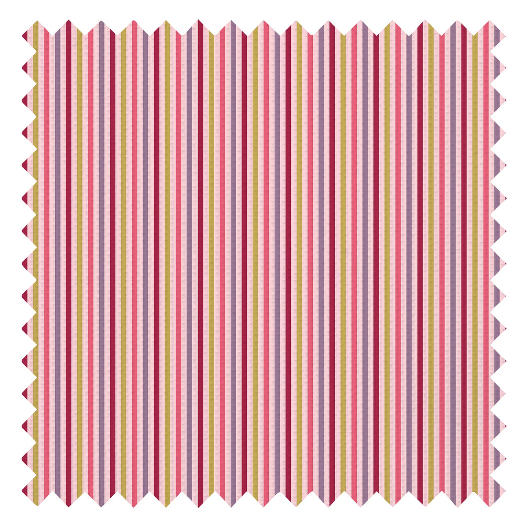 Fruit Salad Pinstripe Fabric in Multicoloured on Pink