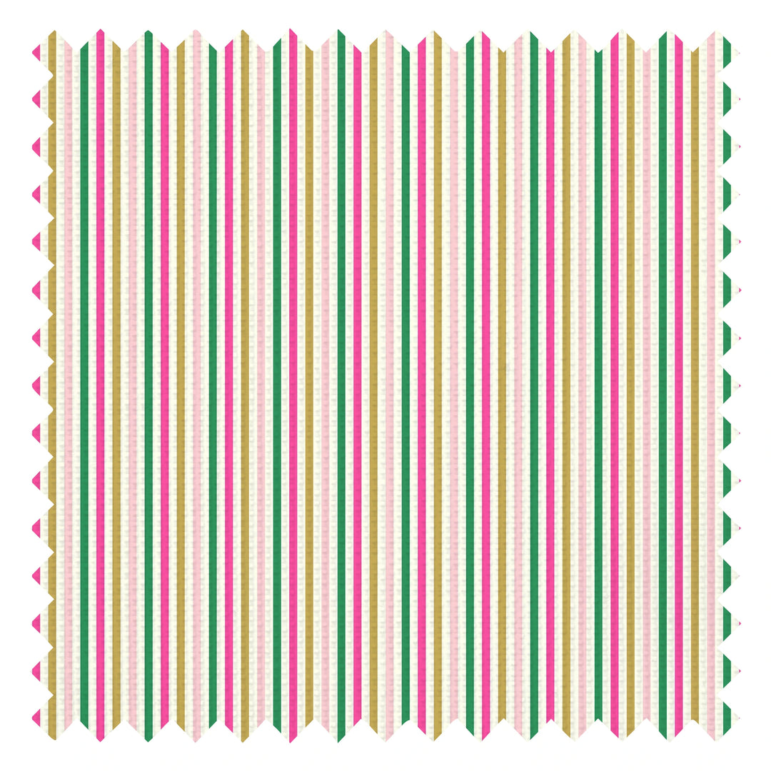 Fruit Salad Pinstripe Fabric in Multicoloured on Double Cream