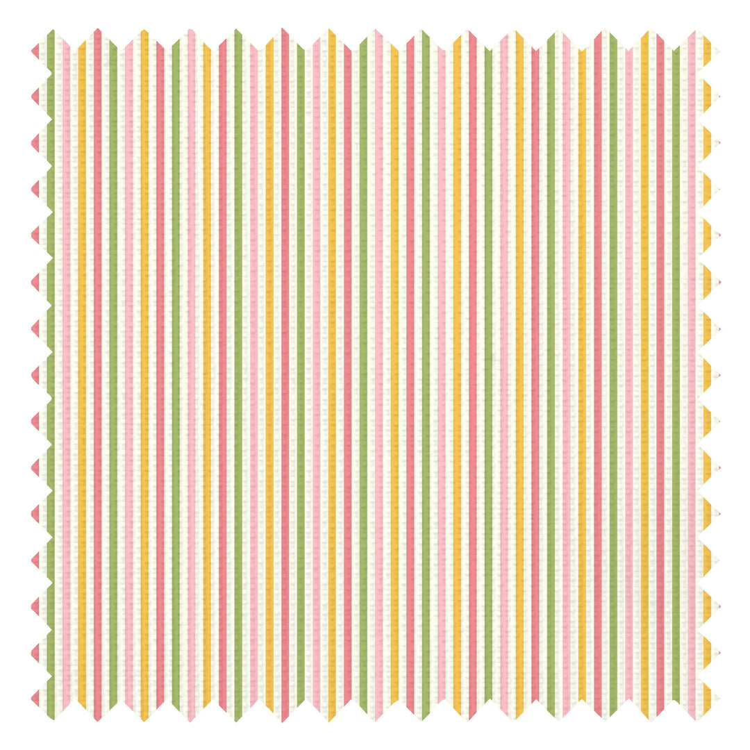 Fruit Salad Pinstripe Fabric in Multicoloured on Cream