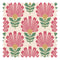 Cut from the same Wood Fabric in Rich Red and Pink on Double Cream